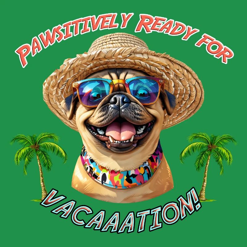Pug in summer look: Pawsitively Ready