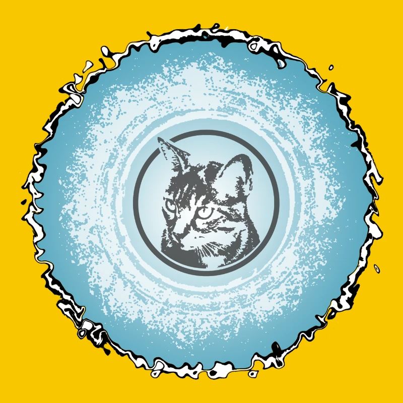 Cat Circle Blue Silhouette