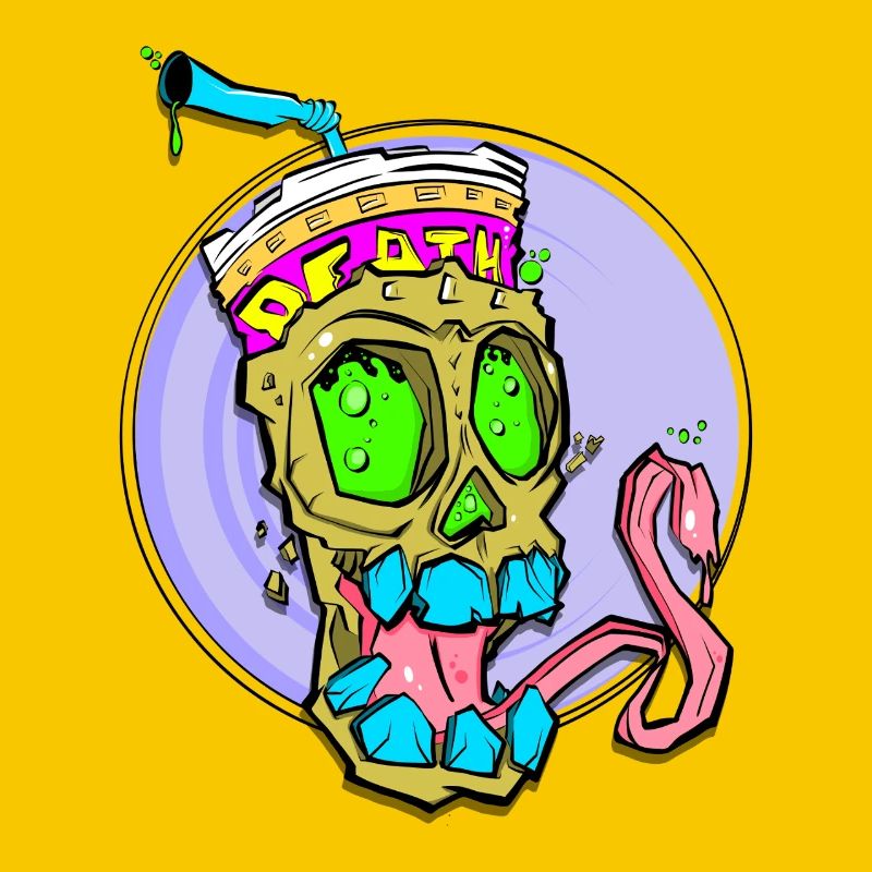 Neon Schädel mit Farbschock