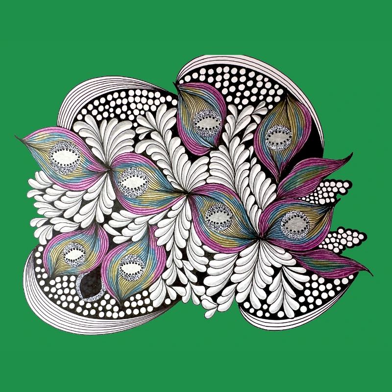 Peacock Feather Doodle Pattern