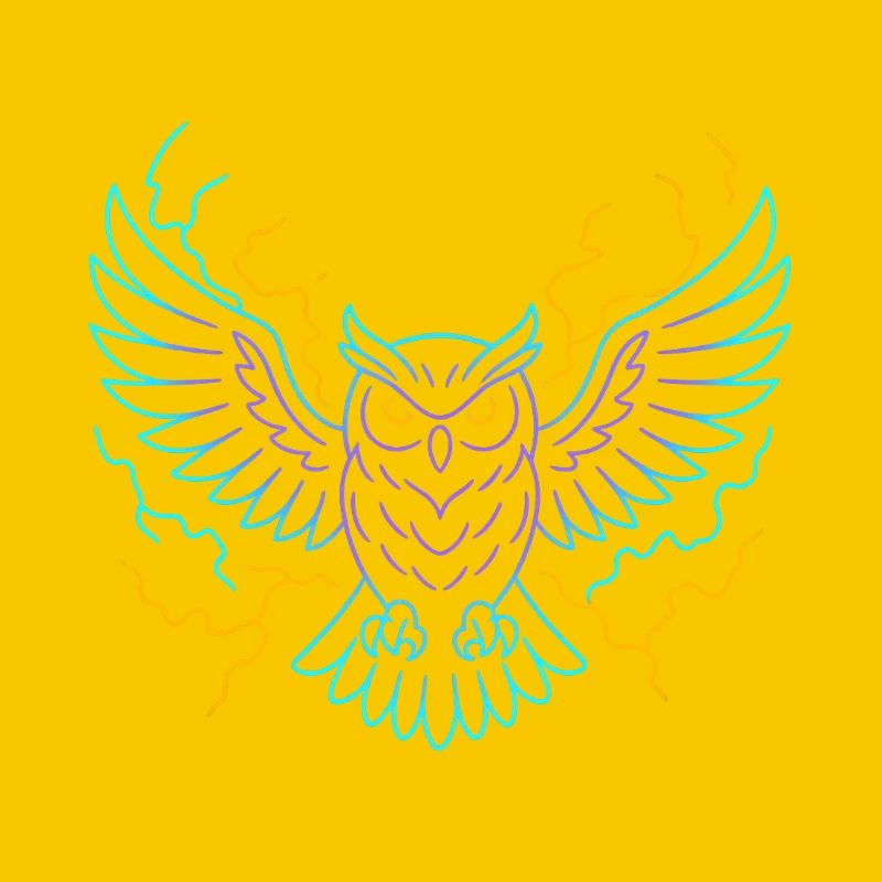 Neon-Eule mit Blitzen