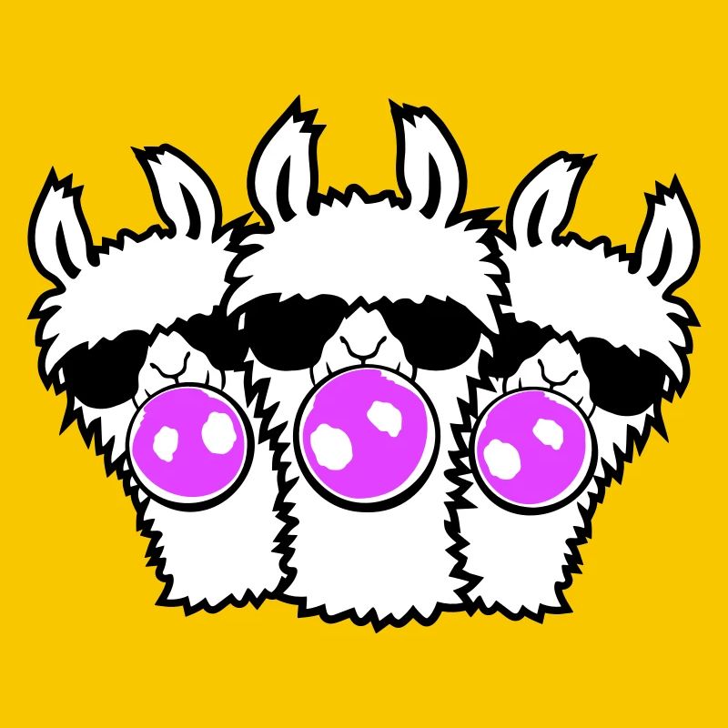Three Llamas Bubblegum Sunglasses Squad Group Cute