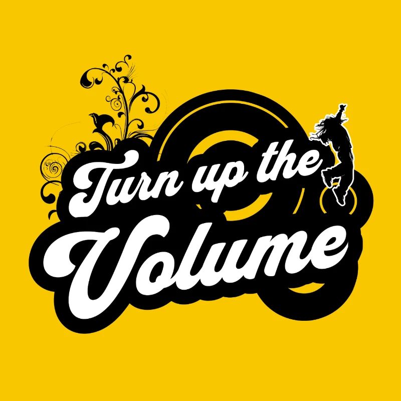 Volume Up — Black Retro Script