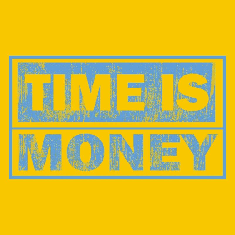 Zeit ist Geld – Blauer Blocktext