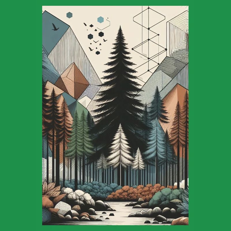 Abstract Enchanted Forest Magic and Geometry Unite