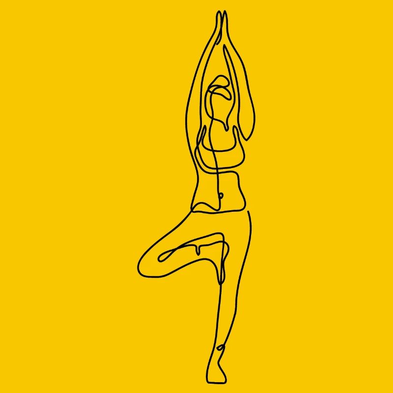 2 Yoga Vrikshasana oder der Baum | Schwarzer Strich