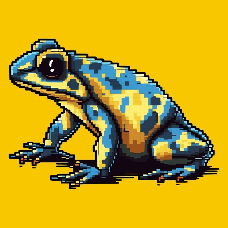 Farbenfroher Retro Pixel Pfeilgiftfrosch in 8 Bit