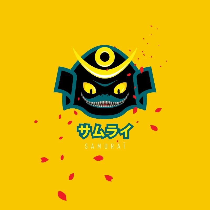 Samurai dragon eyes kabuto white bg Design Design