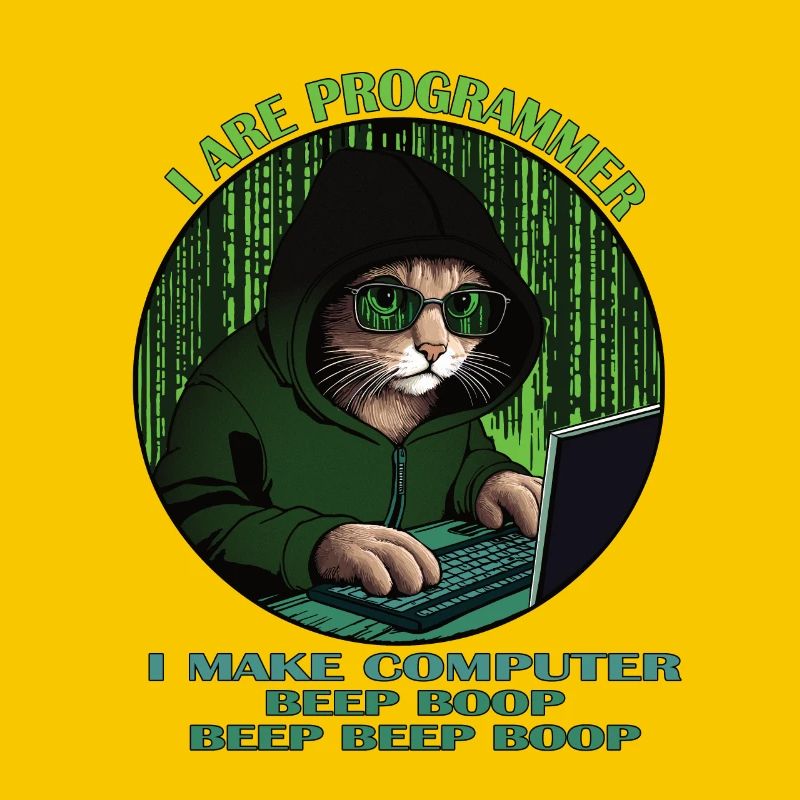 Ich bin Programmierer, grün, Programmierkatze