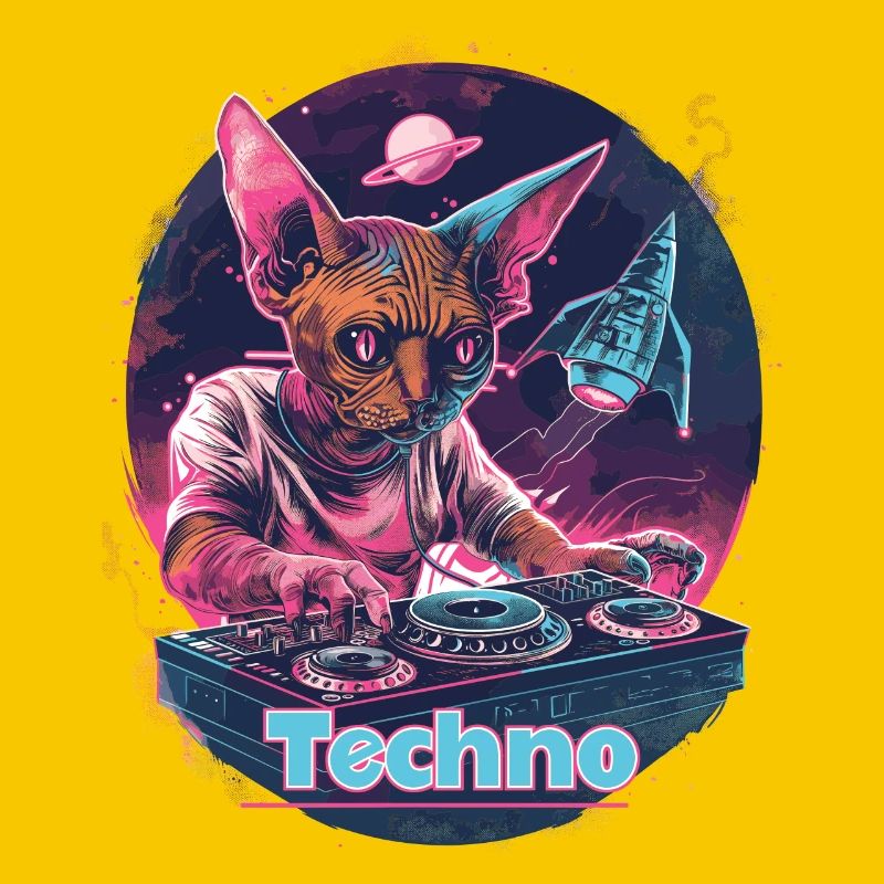 Techno DJ Rave Chat de l’espace