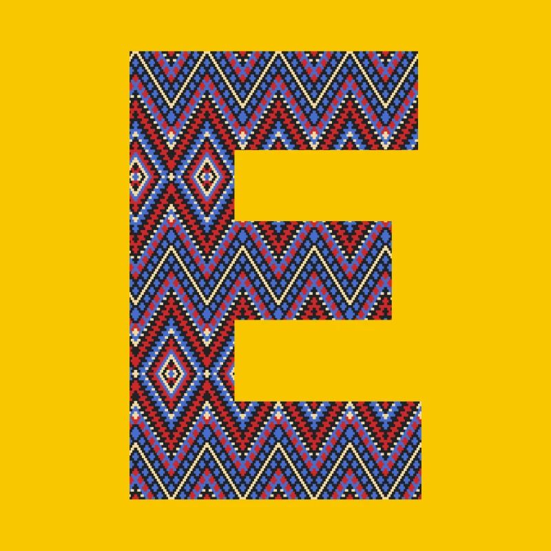 Monogram Letter E- boho colorful design