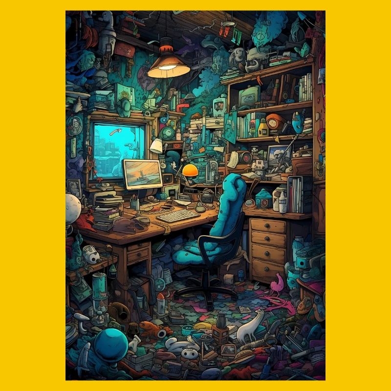 Wohnraum eines Computer Nerds