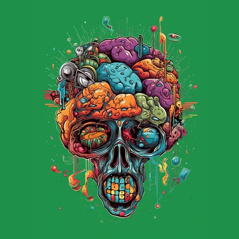 Surrealistic, psychedelic skull