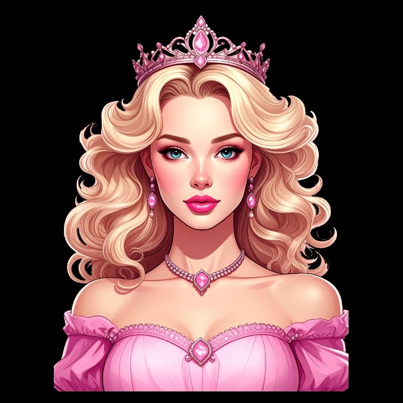 Prinzessin mit blondem Haar und rosa Kleid