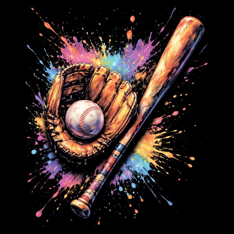 Ball- und Schlägerhandschuh-Splash-Art