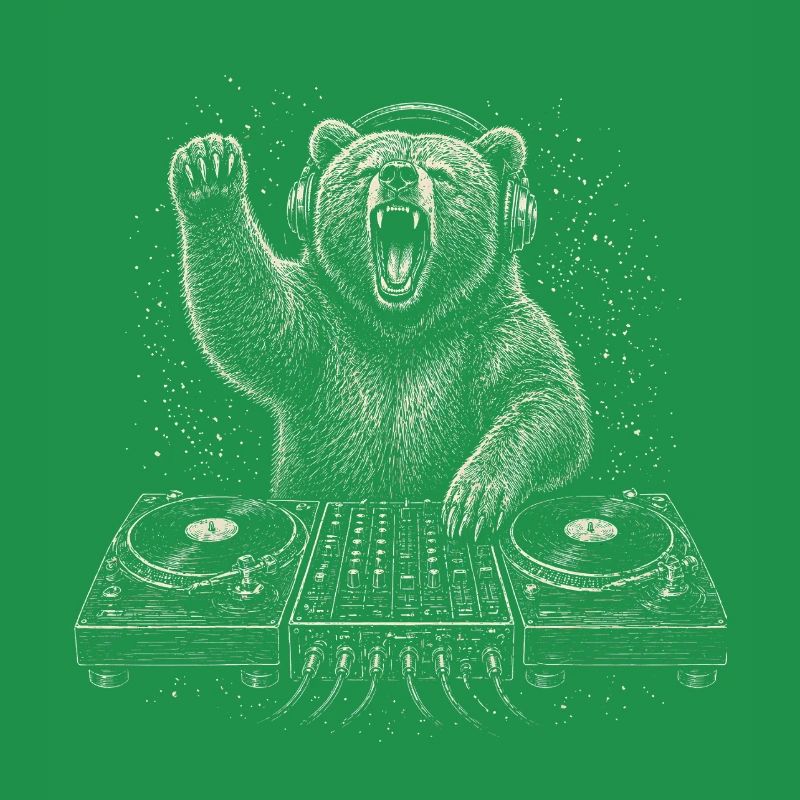 Wilder Bär DJ Turntable Techno Musik Geschenk