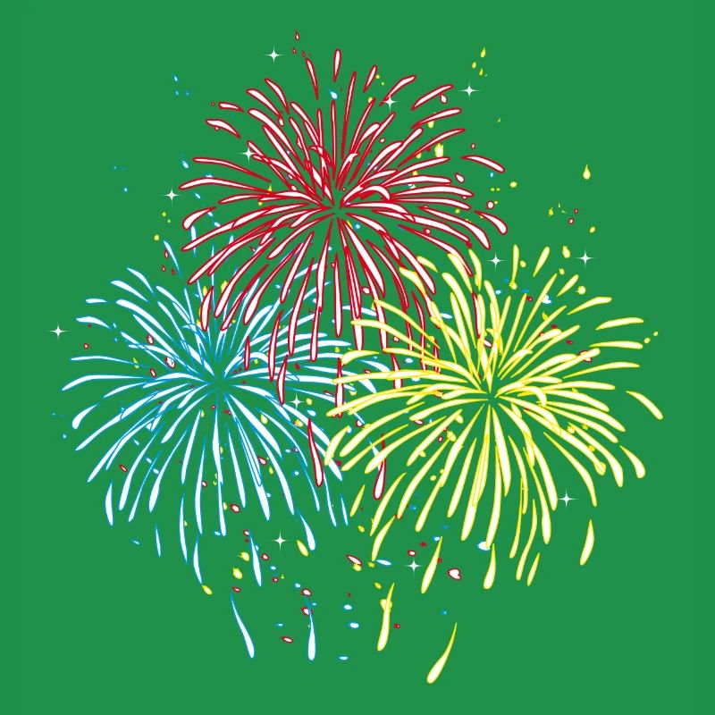 Fireworks in three colors