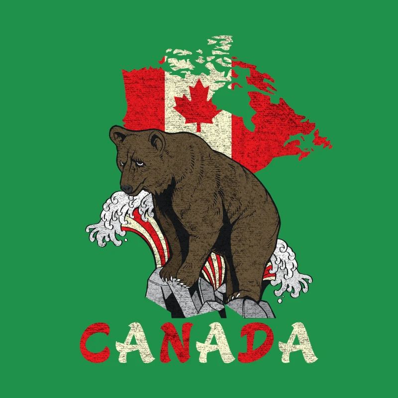 Conception d'ours du Canada avec carte et drapeau