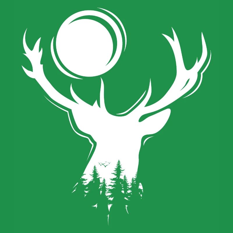 Symbole de l’orignal Moon Deer Evening Forest Icon Graphic