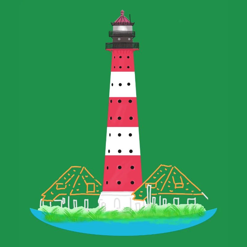 Lighthouse Westerheversand, without text, North Sea