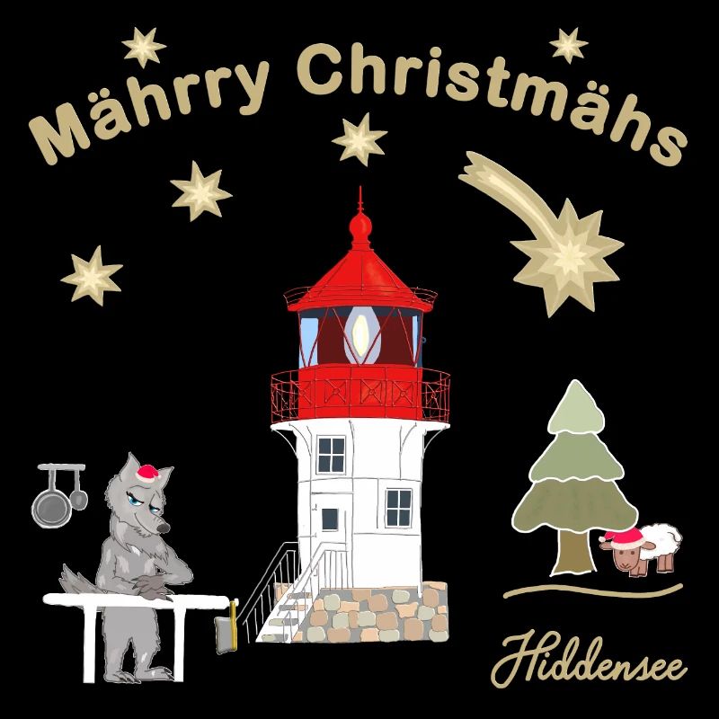 Weihnachtlicher Leuchtturm Gellen auf Hiddensee