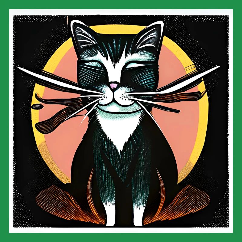 Portrait de chat illustratif avec aspect crayon