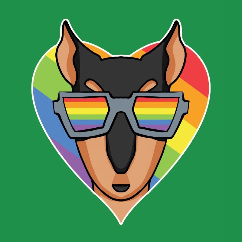 Regenbogen - Hund mit Brille - Dobermann