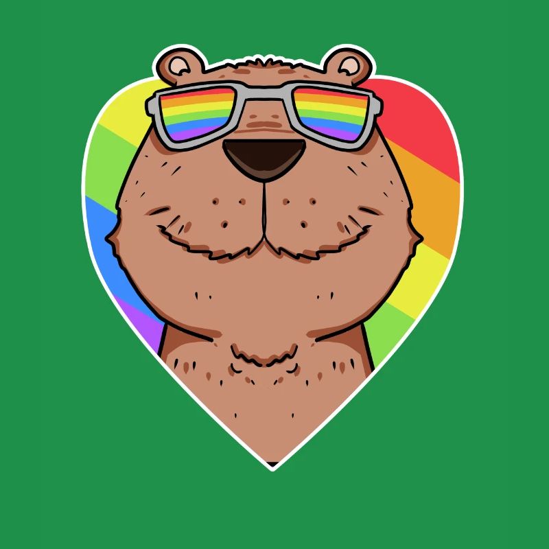 Regenbogen - Capybara mit Brille und Herz