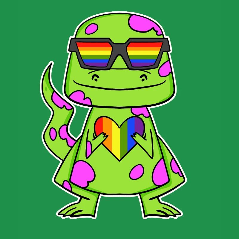 Dino Regenbogen Herz Dinosaurier