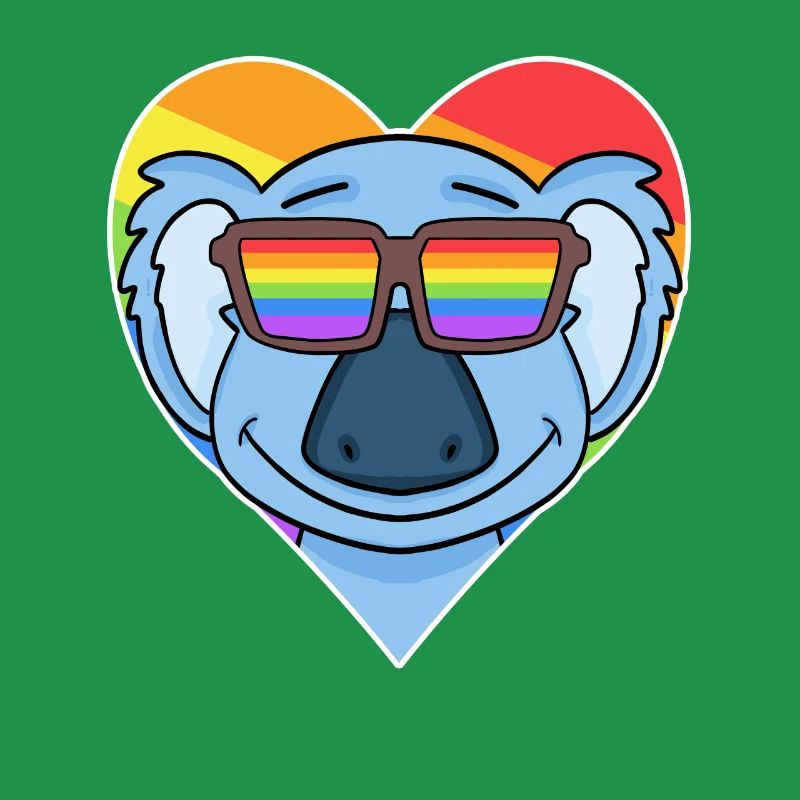 Regenbogen - Koala mit Brille und Herz