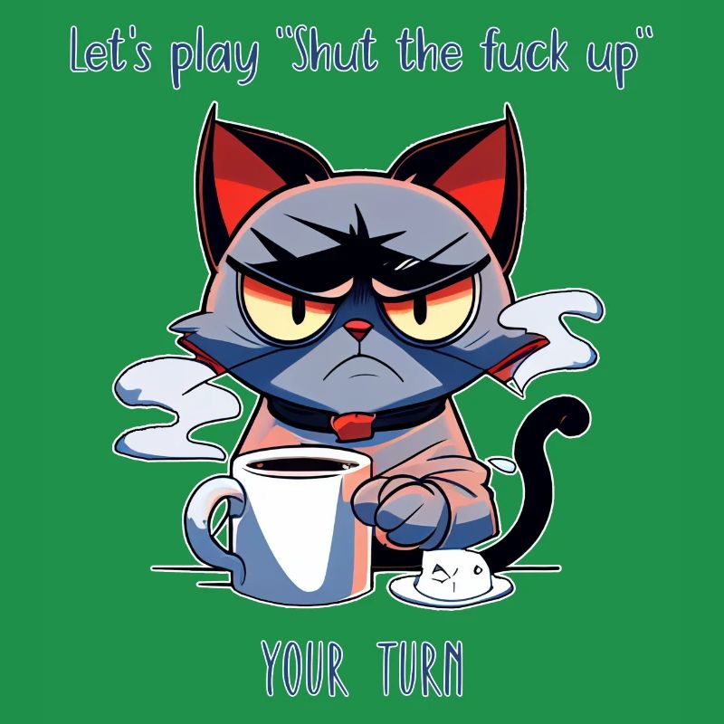 Grimmige Katze Kaffee Sarkasmus Spruch
