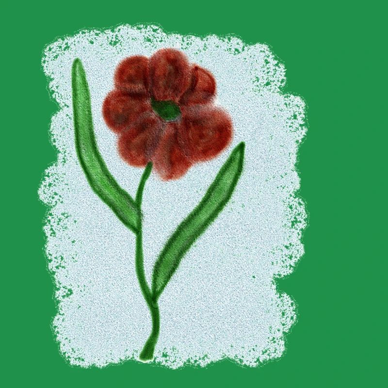 Rostrote Blume mit Grünen Blättern