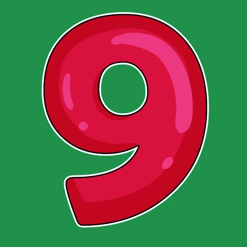 NINE - 9 - Digit red