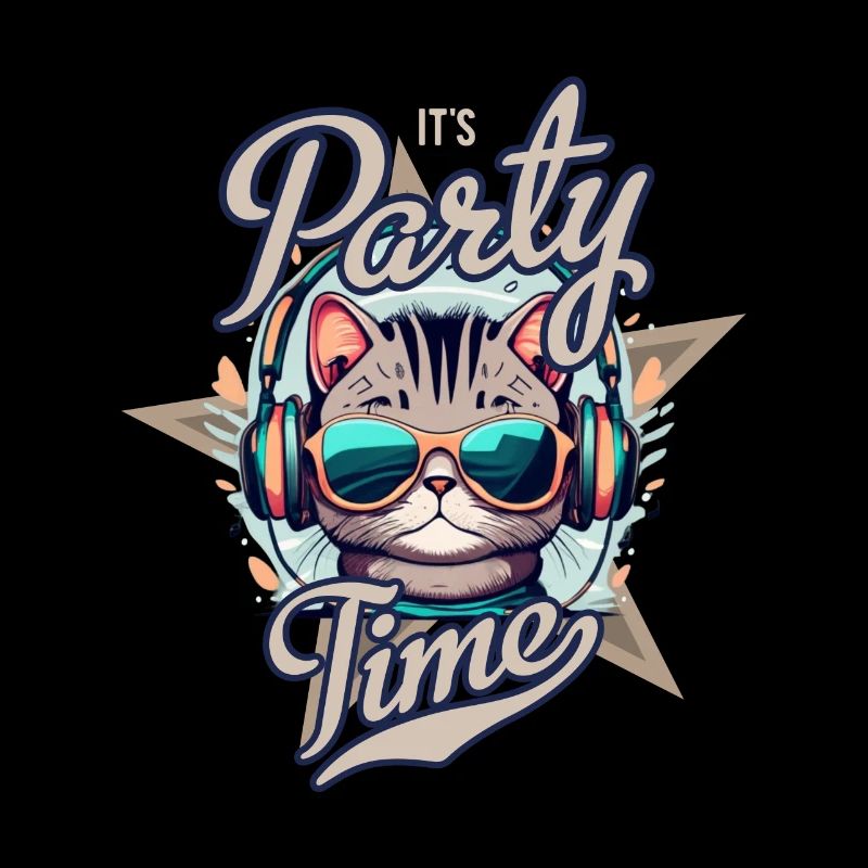 Party Katze mit Kopfhörern