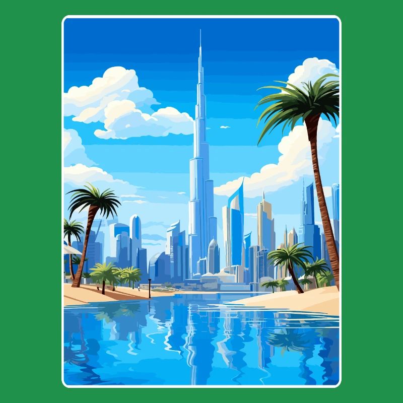 Dubaï Émirats arabes unis Affiche de voyage souvenir