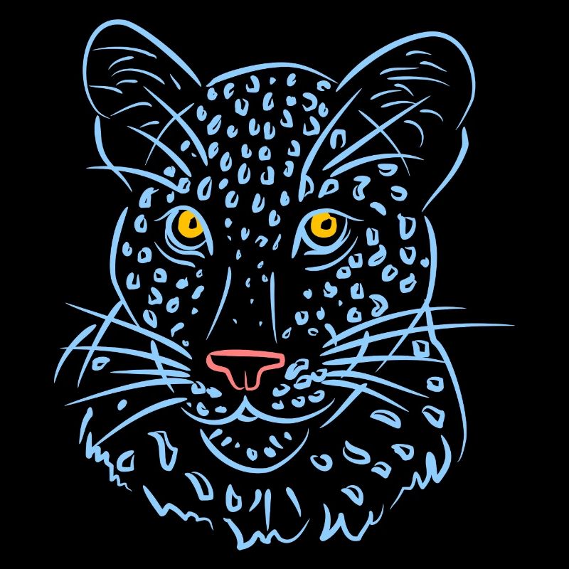 Leopardengesicht mit Blautönen