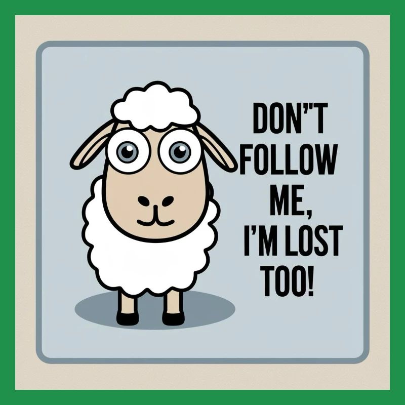 Moutons « Ne me suis pas – moi aussi je suis perdu ! »