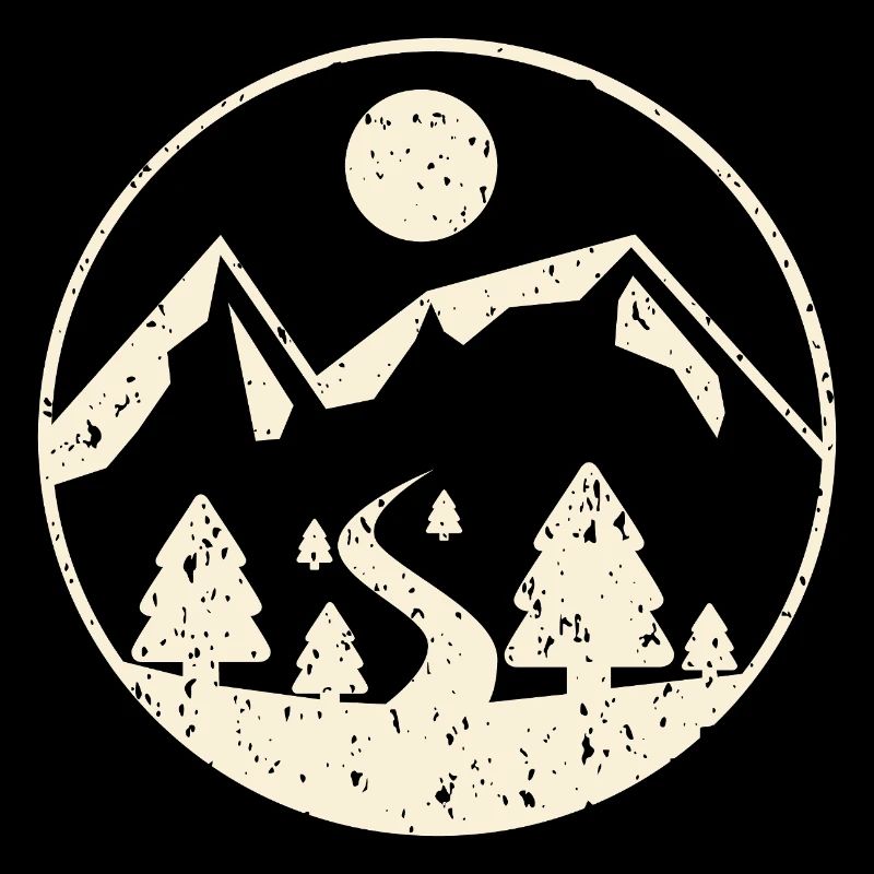 Mountain scene in circle