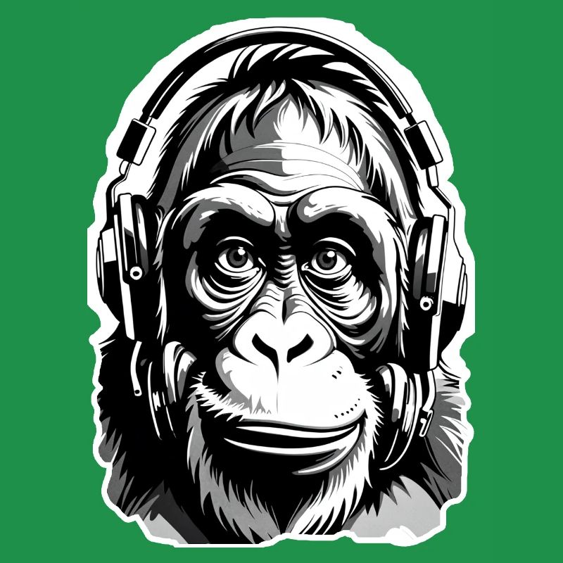 Musik Affe Gorilla mit Kopfhoerer als Geschenkidee