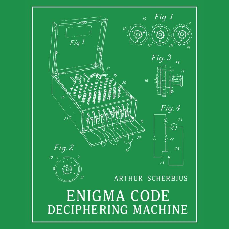 Enigma Code Deciphering Machine Illustration