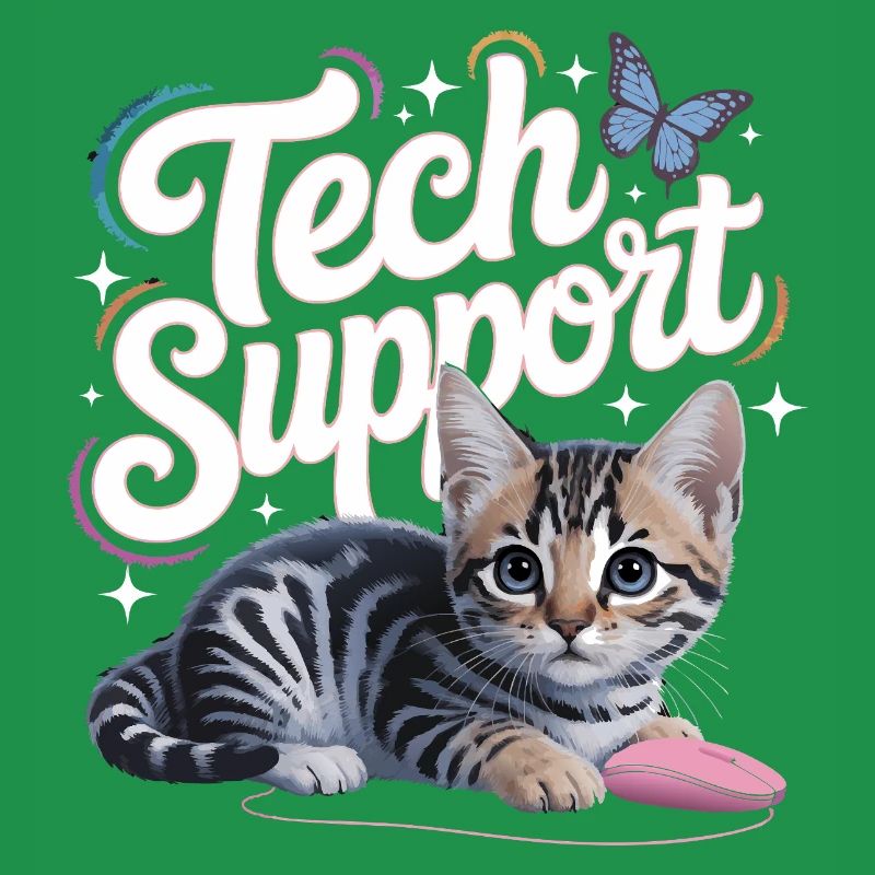 Funny Tech Support Cute Cat Ironic IT