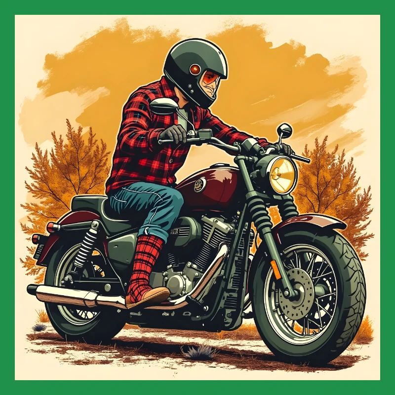 Plaid Socks + Biker Illustration