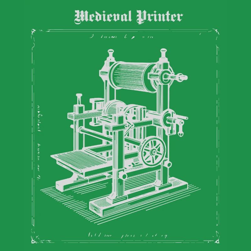 Antique Printer Machine Illustration