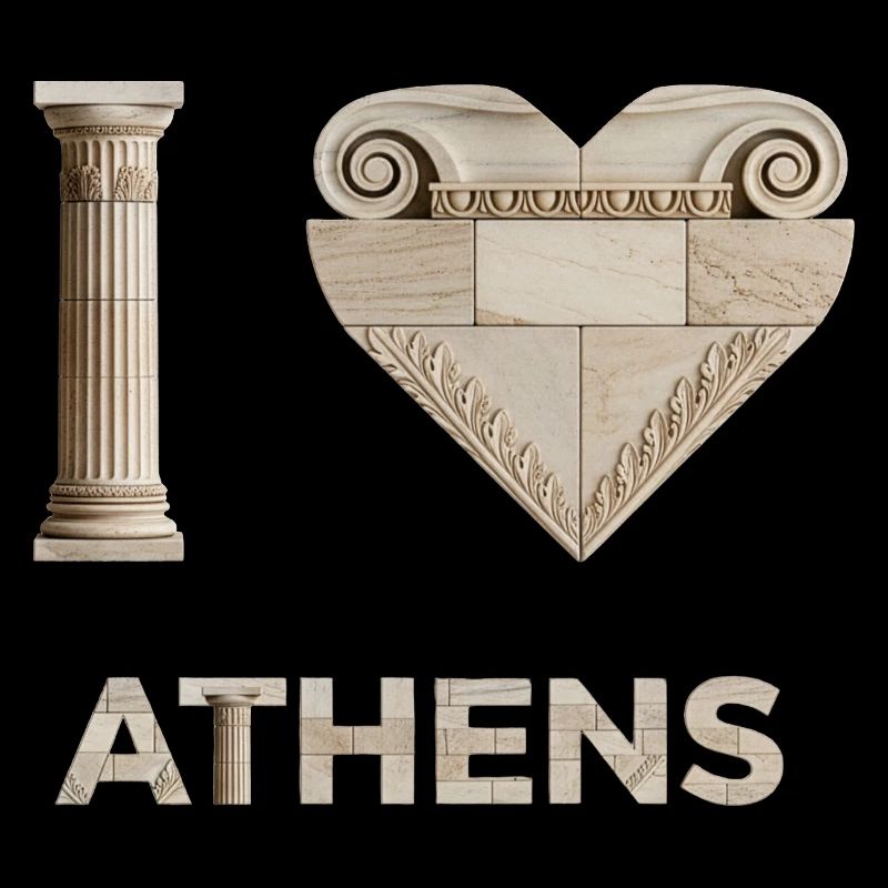 ATHÈNES – Lettrage architectural en marbre