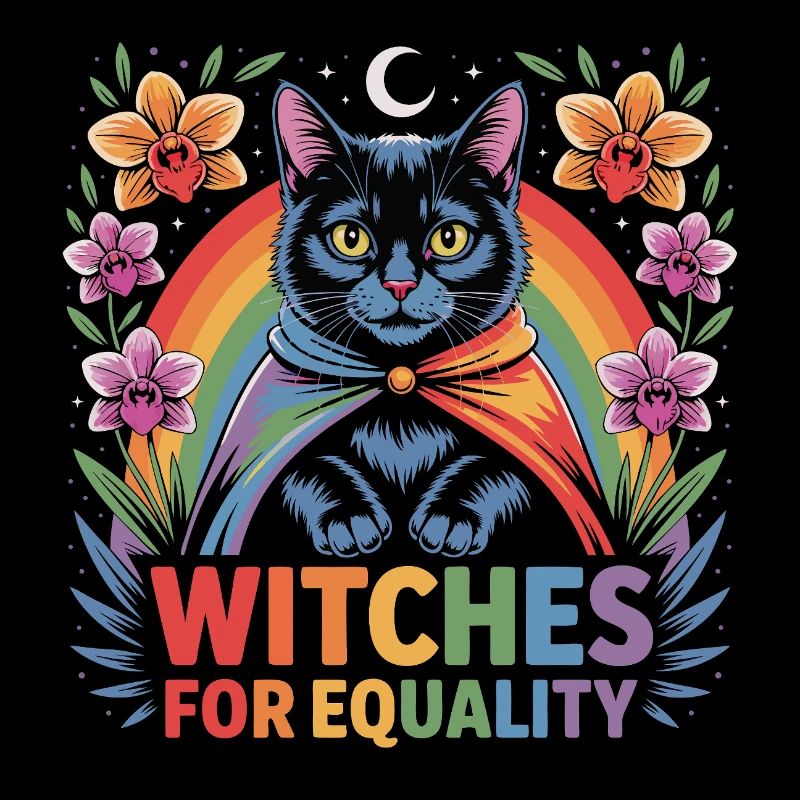 Witches for Equality Cat Rainbow