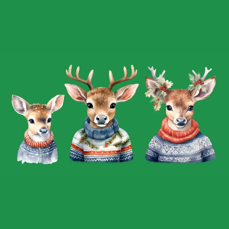 Winterhirsche Pullover-Trio