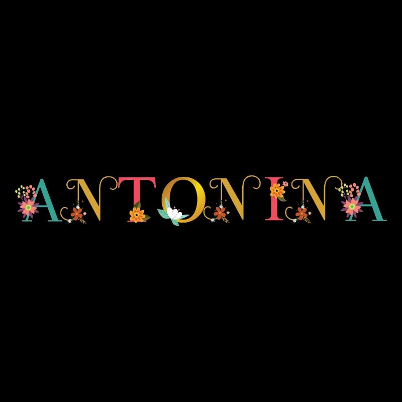ANTONINA Name mit Blumen geschmückt