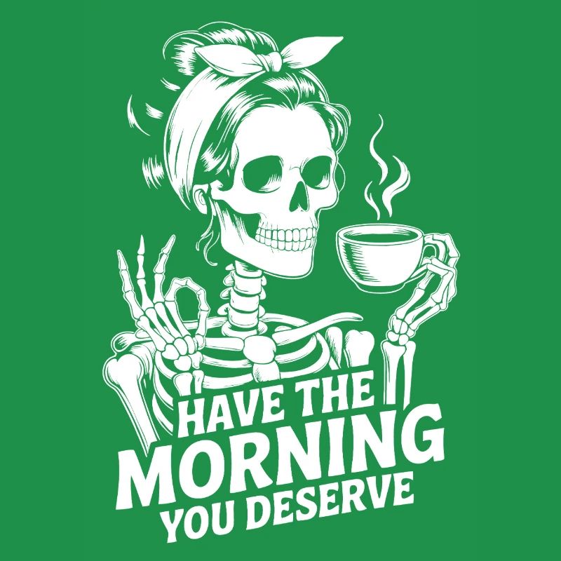 Kaffeekick Skelett Morgenritual
