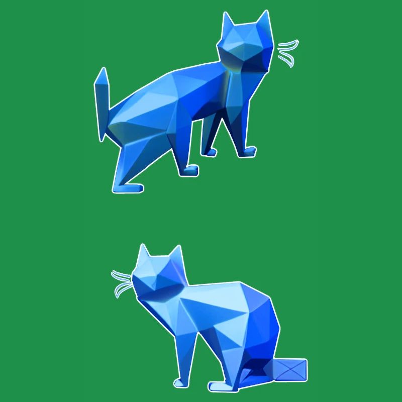 Duo Chat Polygone Bleu