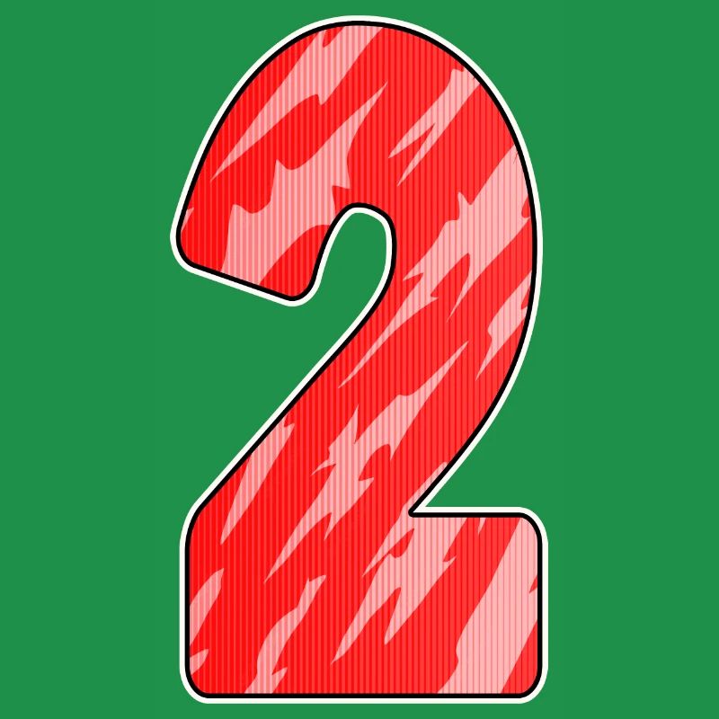 Two - 2 - Number Number Red Pattern
